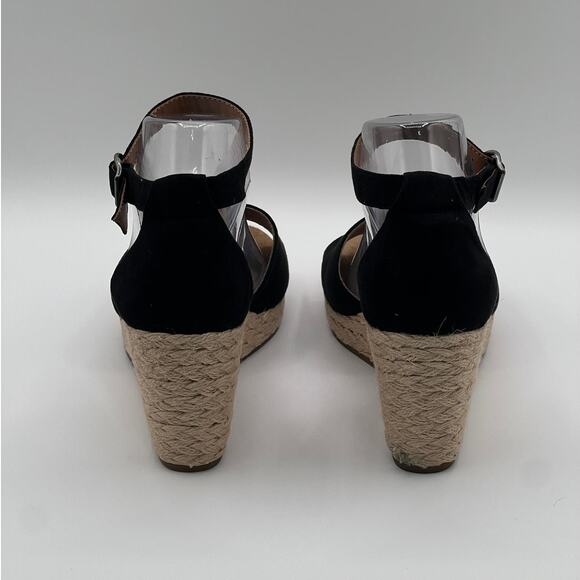 STYLE & CO WOMEN'S SELEENEY FAUX SUEDE WEDGE SANDALS BLACK 10W NEW - Picture 6 of 12